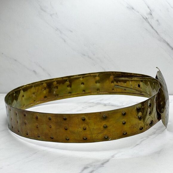 Vintage Handmade Gold Tone Hammered Belt ✨ - Picture 5 of 12